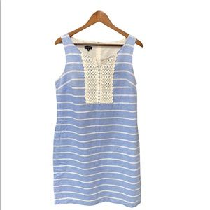 Talbots Womens Dress Linen Blend Blue White Stripe Size 10